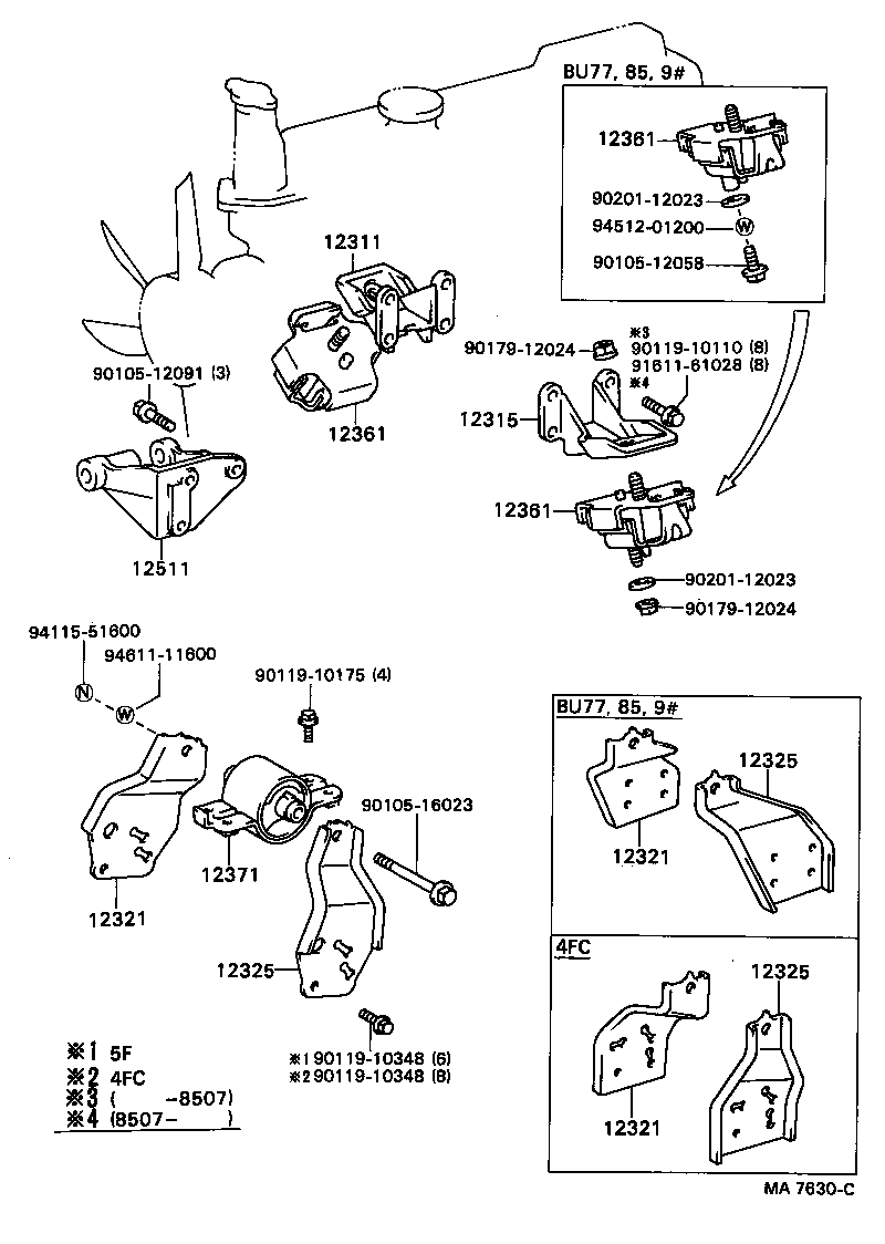 12321-58060 BRACKET, ENGINE MOUNTING, REAR, NO.1 product image