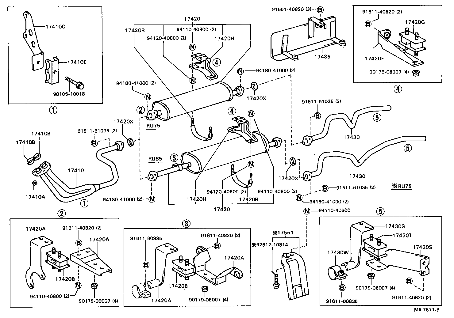 17410-73090 PIPE ASSY, EXHAUST, FRONT product image