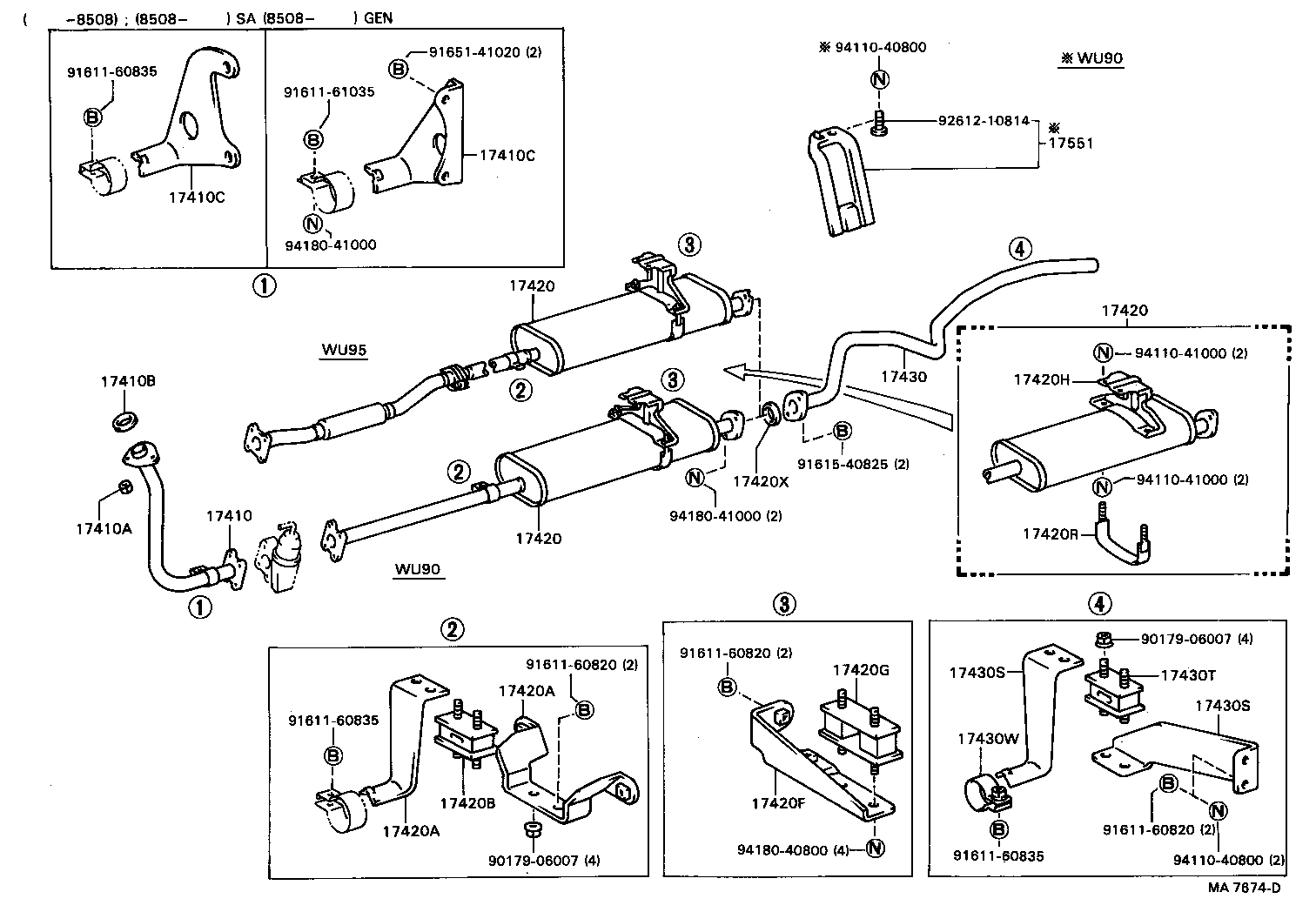 17410-73090 PIPE ASSY, EXHAUST, FRONT product image
