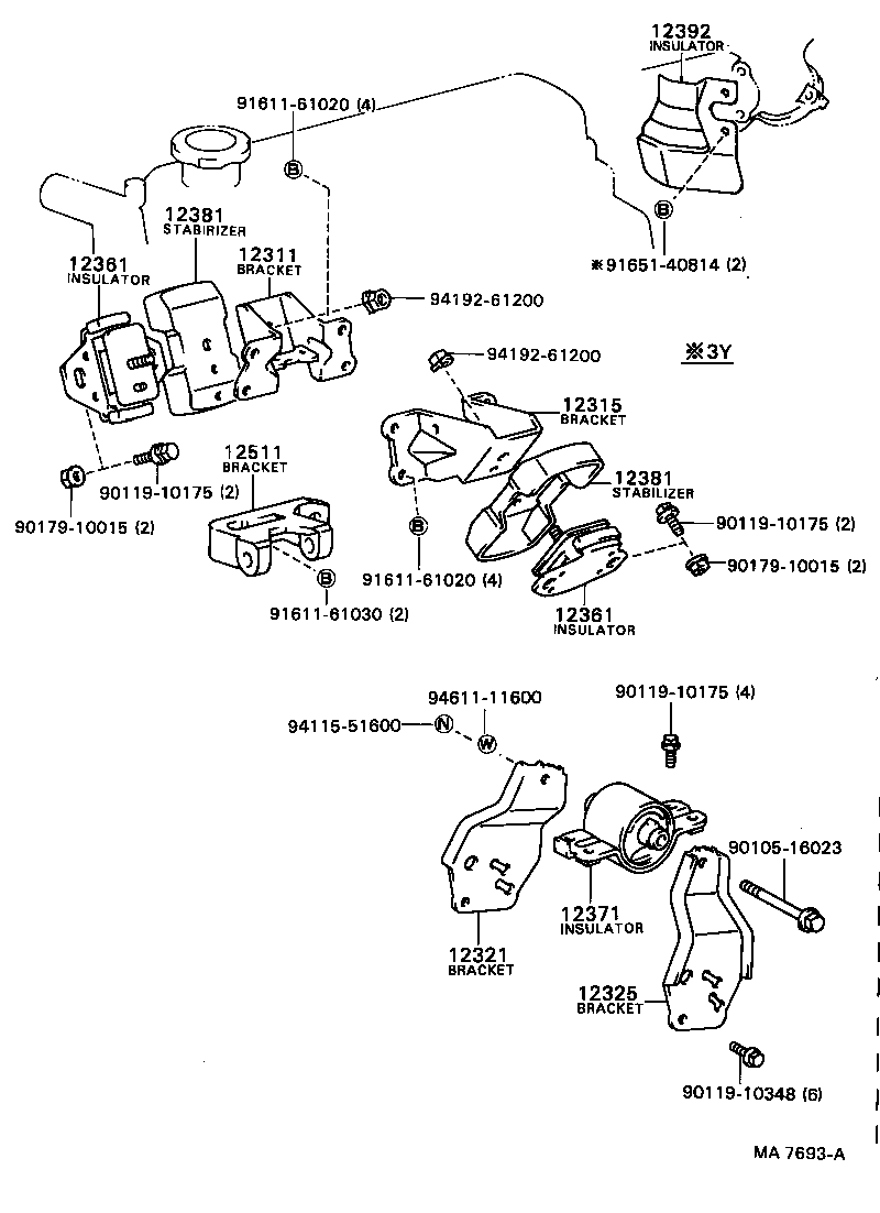 12321-78010 BRACKET, ENGINE MOUNTING, REAR, NO.1 product image