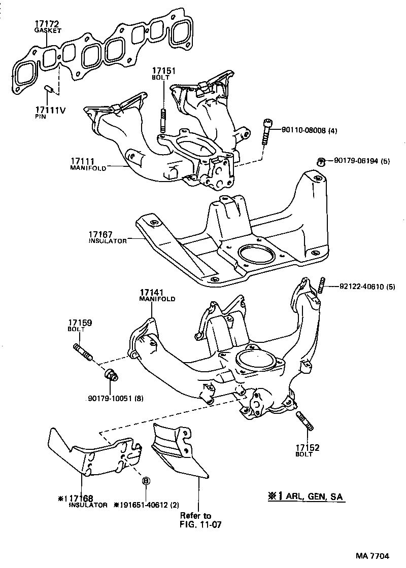 90116-10110 BOLT, STUD(FOR MANIFOLD TO EXHAUST PIPE) product image