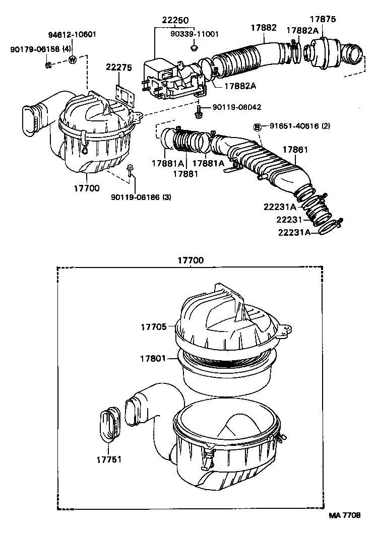 17103-54010 PIPE SUB-ASSY, AIR CLEANER, NO.2 product image