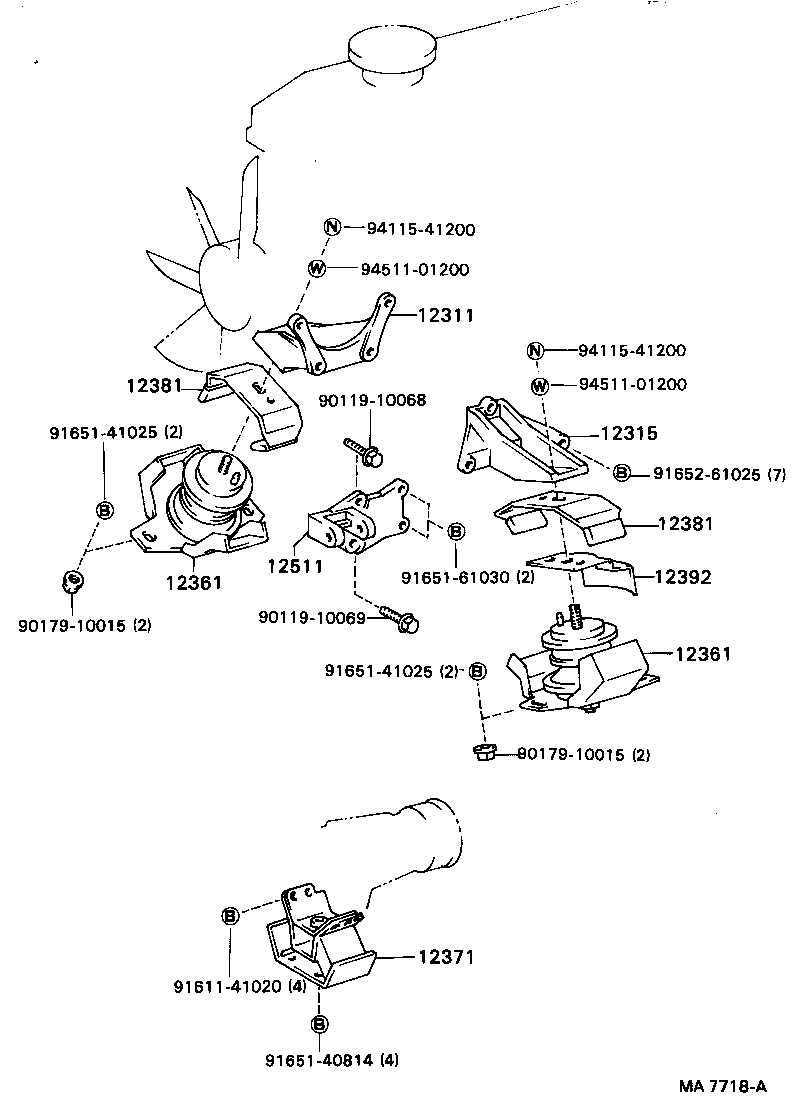 12311-70050 BRACKET, ENGINE MOUNTING, FRONT NO.1 RH product image