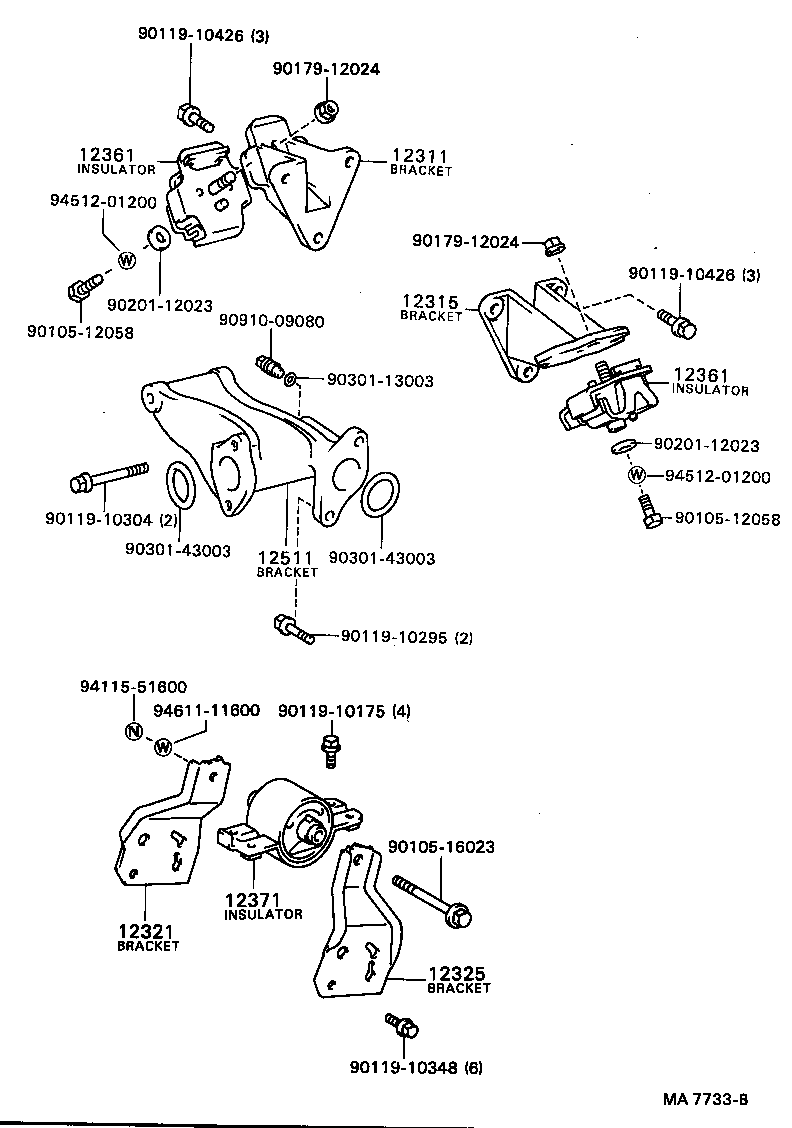 12321-78010 BRACKET, ENGINE MOUNTING, REAR, NO.1 product image