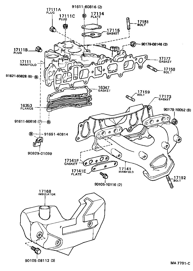 90116-10110 BOLT, STUD(FOR MANIFOLD TO EXHAUST PIPE) product image