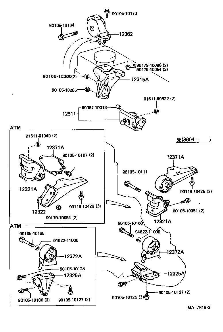 12321-10010 BRACKET, ENGINE MOUNTING, REAR(FOR TRANSVERSE ENGINE) product image