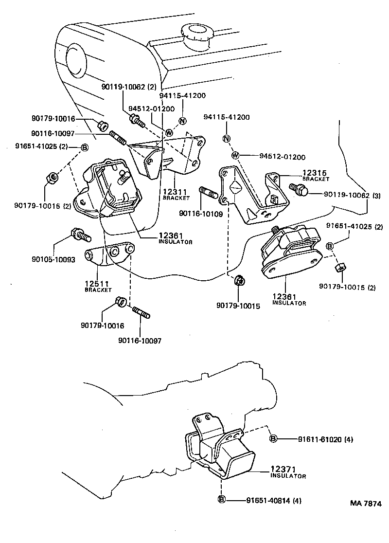 12315-88301 BRACKET, ENGINE MOUNTING, FRONT NO.1 LH product image