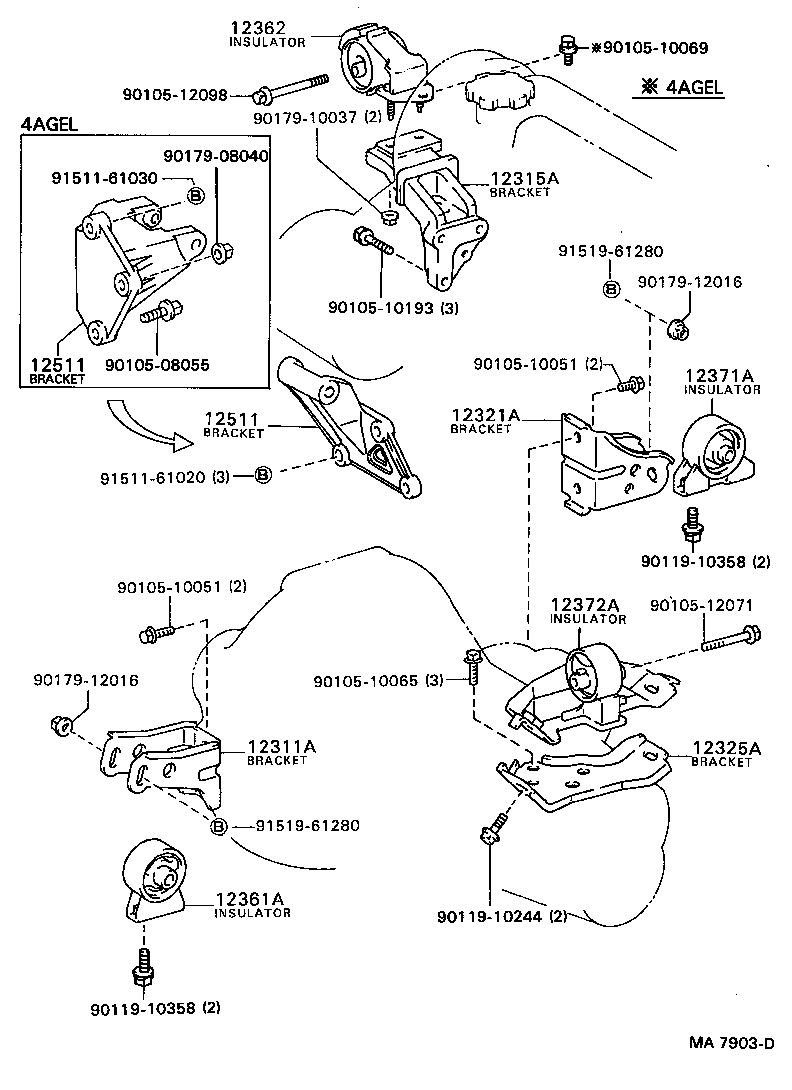 12321-16040 BRACKET, ENGINE MOUNTING, REAR(FOR TRANSVERSE ENGINE) product image