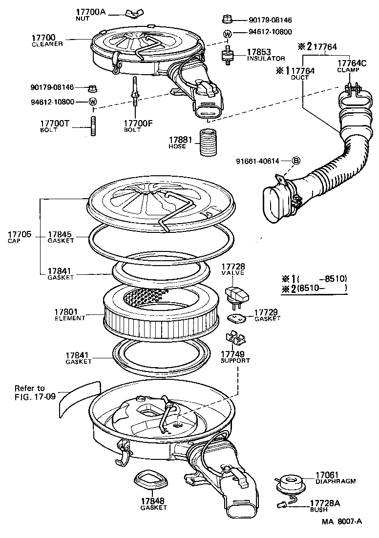 17349-58010 HOSE, AIR CLEANER, NO.1 product image