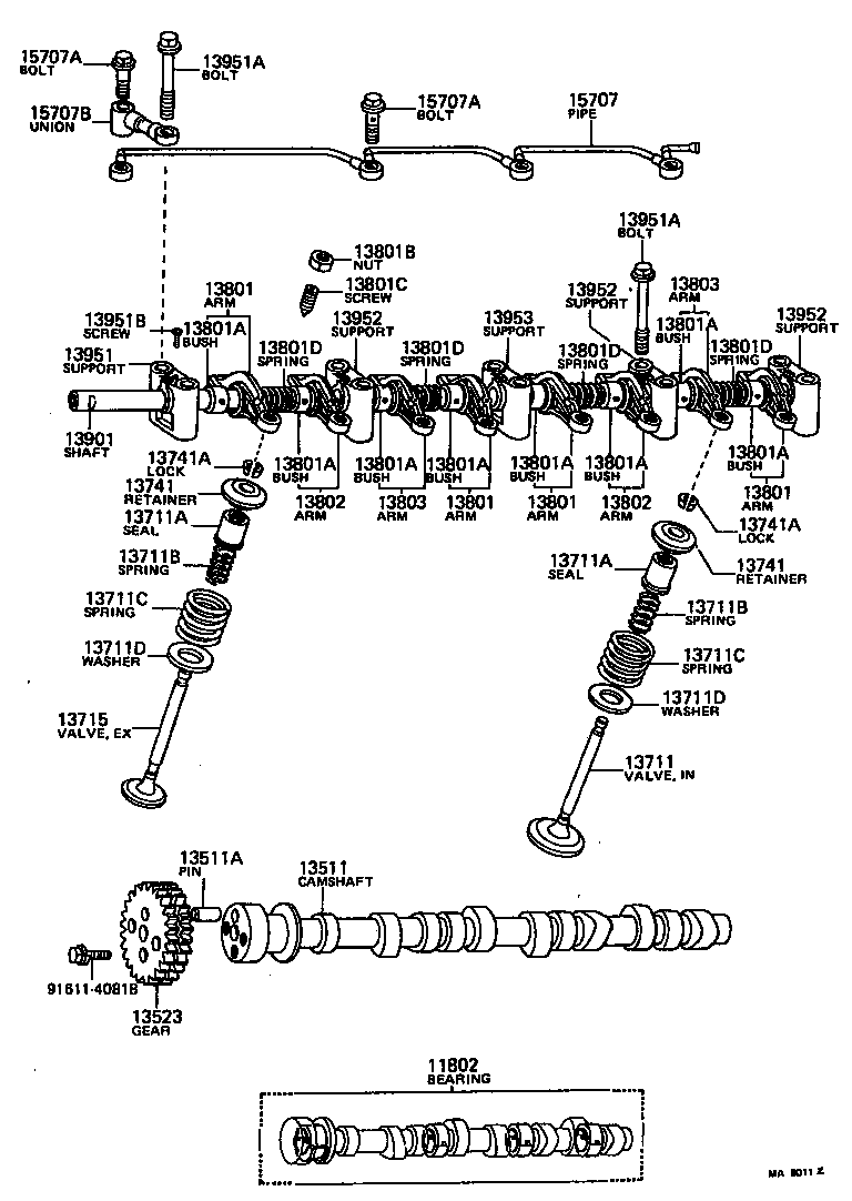 Toyota 90116-08018 BOLT, STUD(FOR ROCKER SUPPORT)