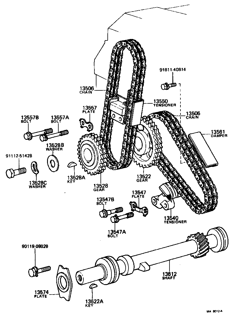 Toyota 13540-38010 TENSIONER ASSY, CHAIN, NO.1