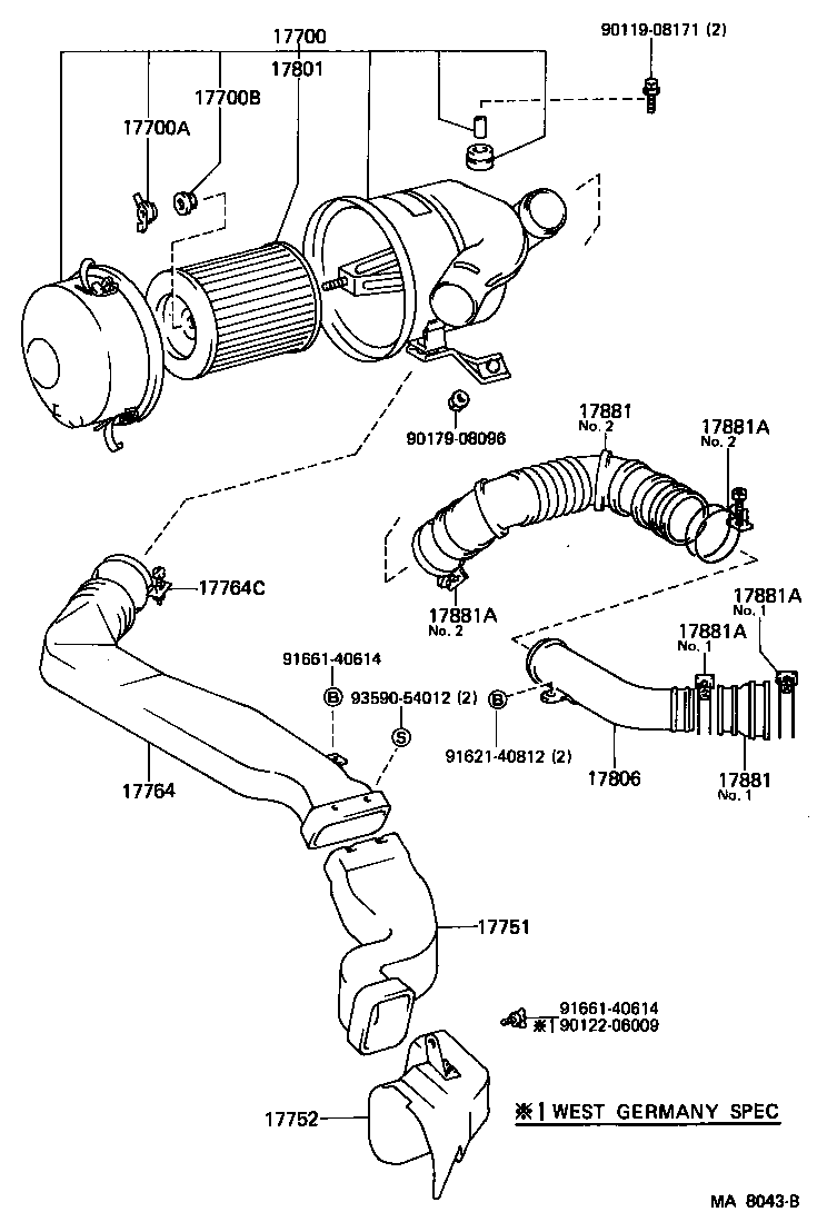 17349-58010 HOSE, AIR CLEANER, NO.1 product image