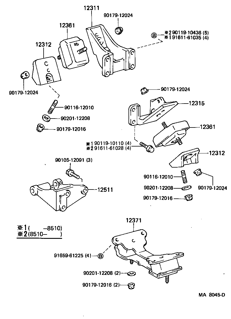 12361-68050 INSULATOR, ENGINE MOUNTING, FRONT product image