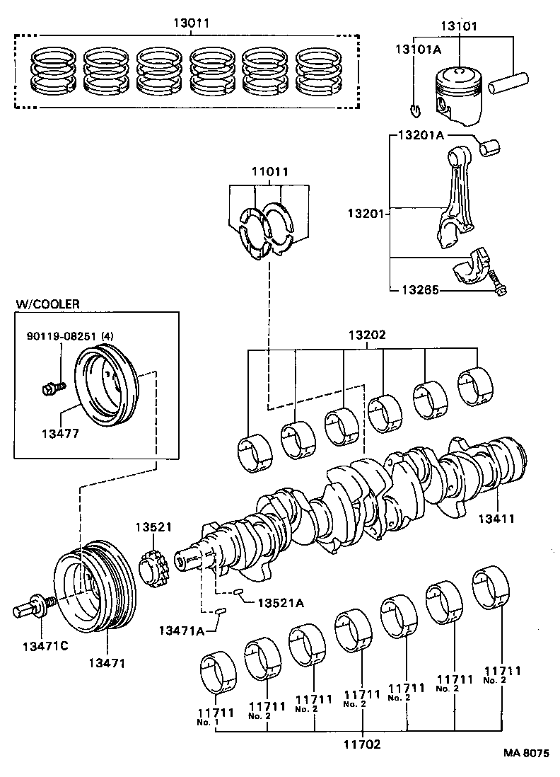 13101-88341 PISTON SUB-ASSY, W/PIN product image