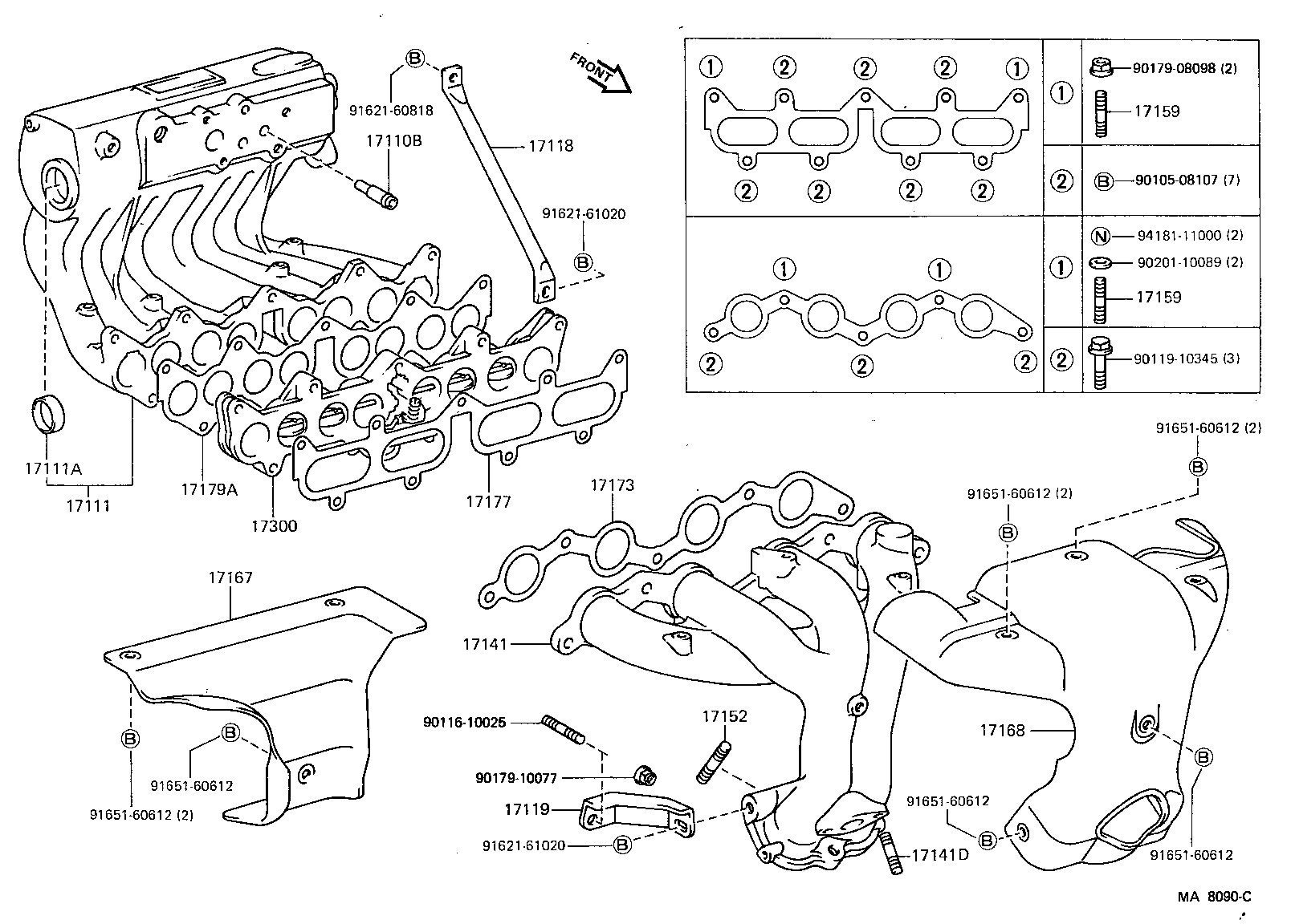 Toyota 17125-16030 STAY, MANIFOLD