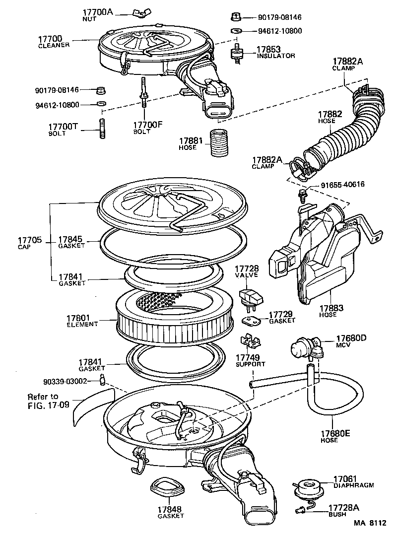 17705-74020 CAP SUB-ASSY, AIR CLEANER product image