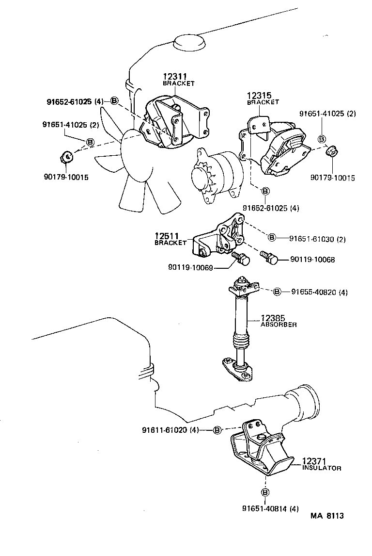 12301-35110 BRACKET, ENGINE MOUNTING, FRONT NO.1 RH product image