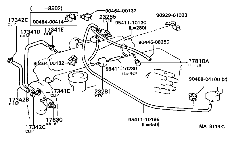 90445-10010 HOSE, NO.1(FOR IDLE-UP) product image