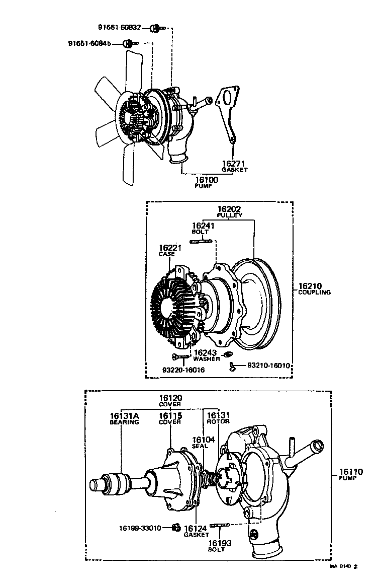 Toyota 16100-39135 PUMP ASSY, ENGINE WATER