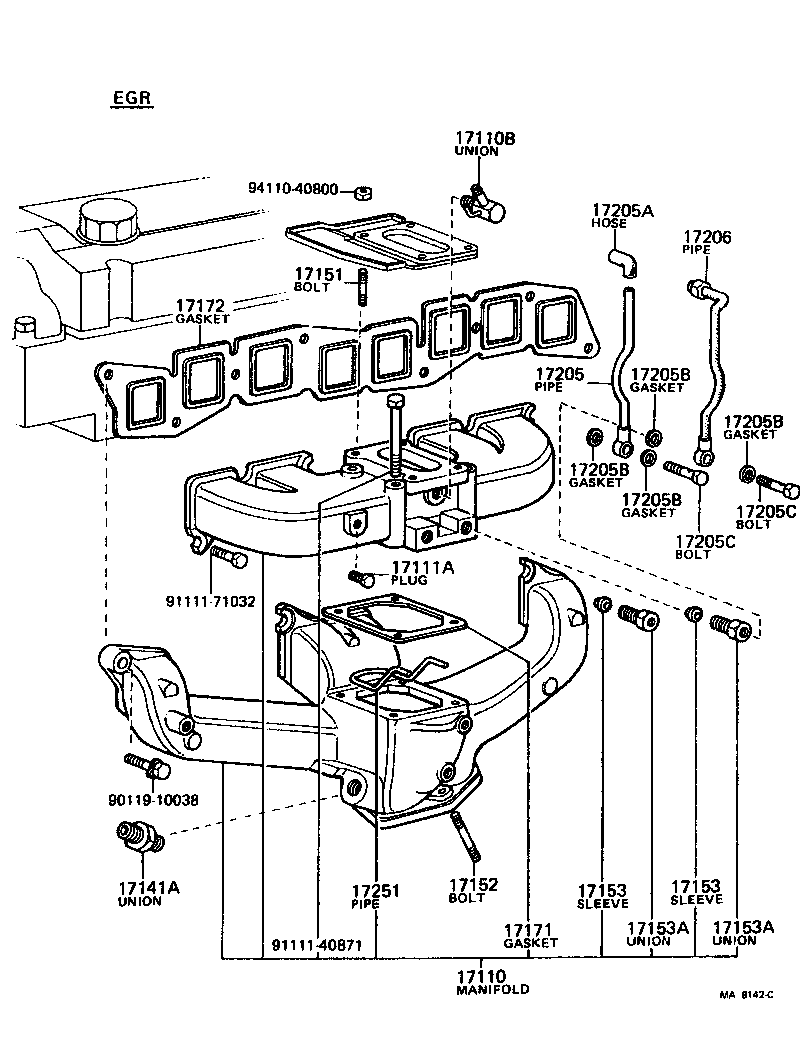 Toyota 17168-38010 INSULATOR, EXHAUST MANIFOLD HEAT, NO.2
