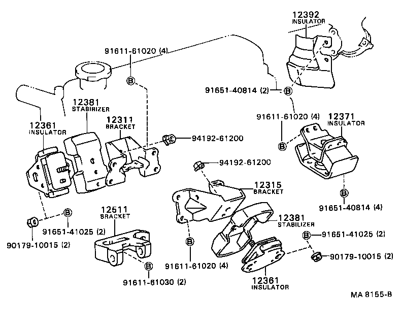 12311-70050 BRACKET, ENGINE MOUNTING, FRONT NO.1 RH product image
