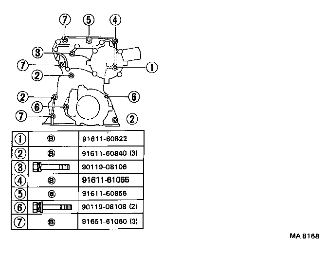 92132-60828 BOLT,STUD(FOR TIMING GEAR CASE) product image