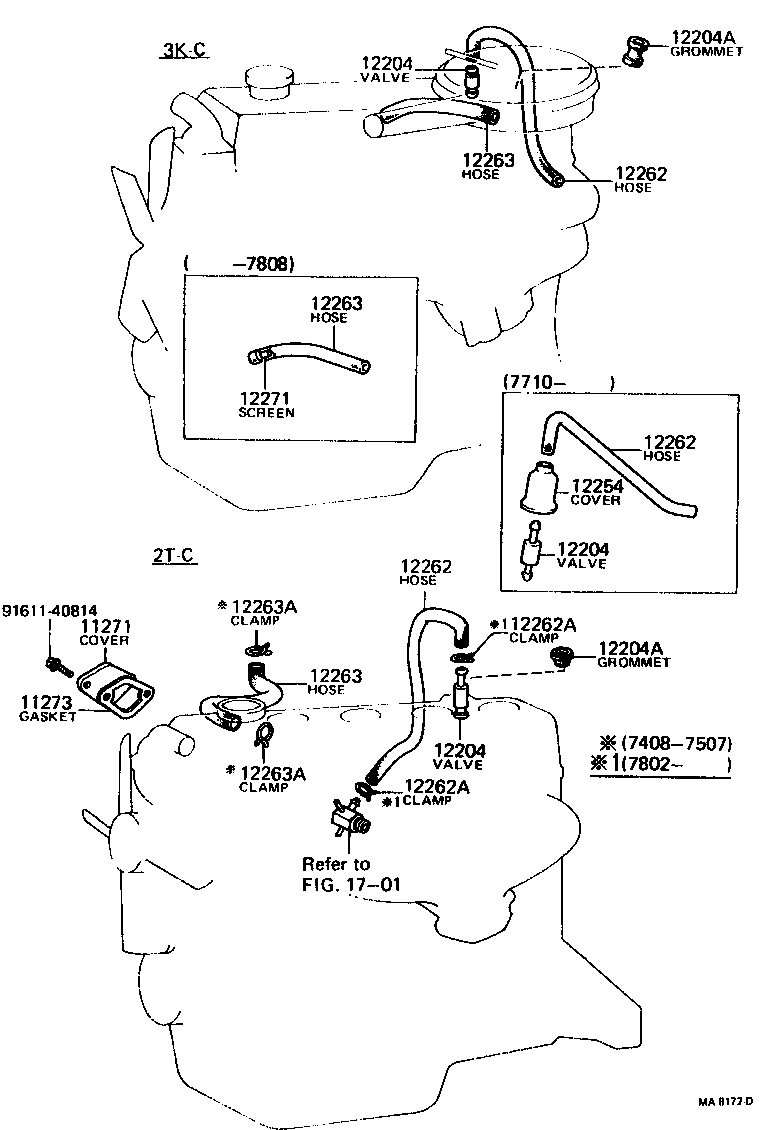 Toyota 12262-25010 HOSE, VENTILATION, NO.3