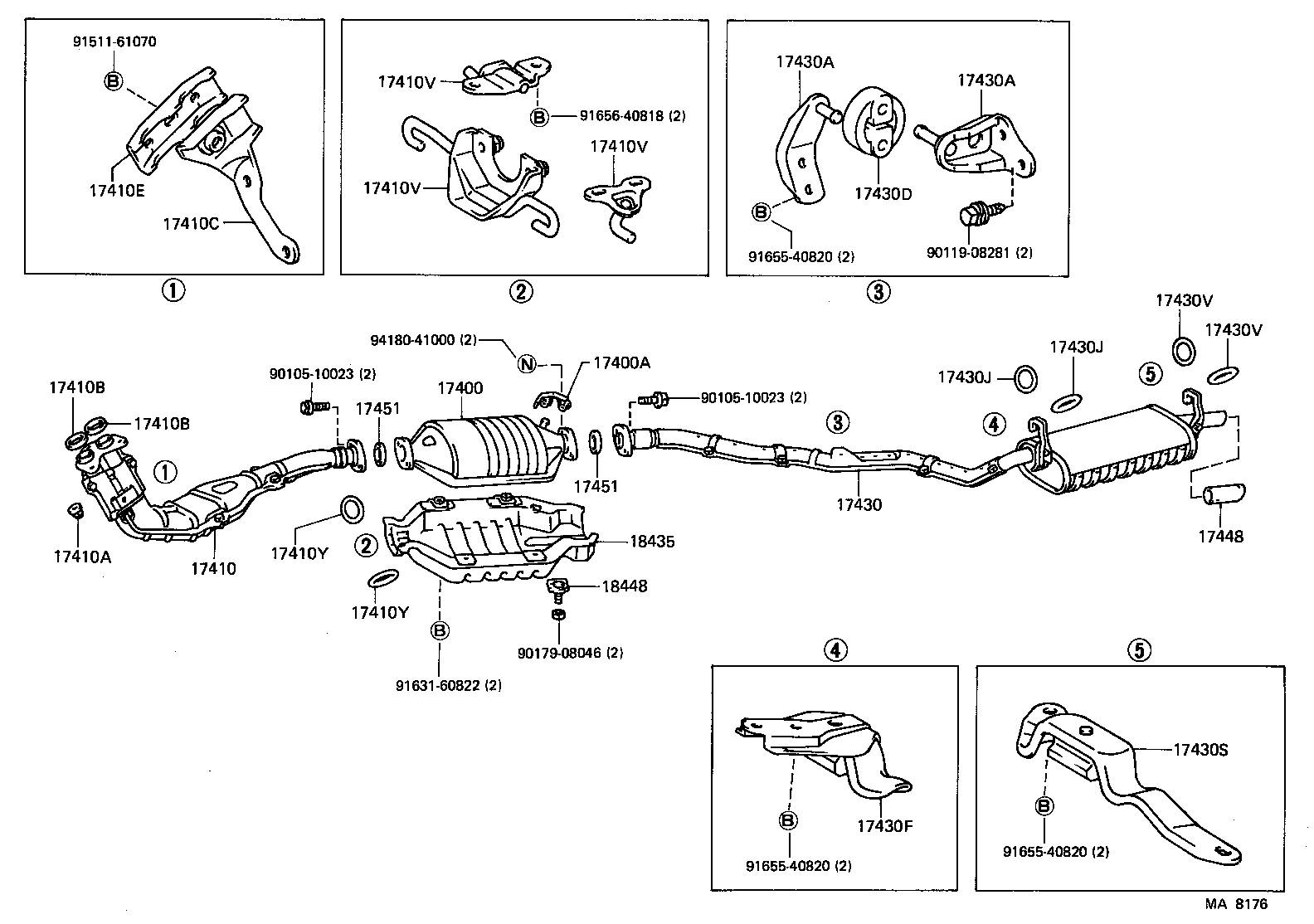 17410-70020 PIPE ASSY, EXHAUST, FRONT product image