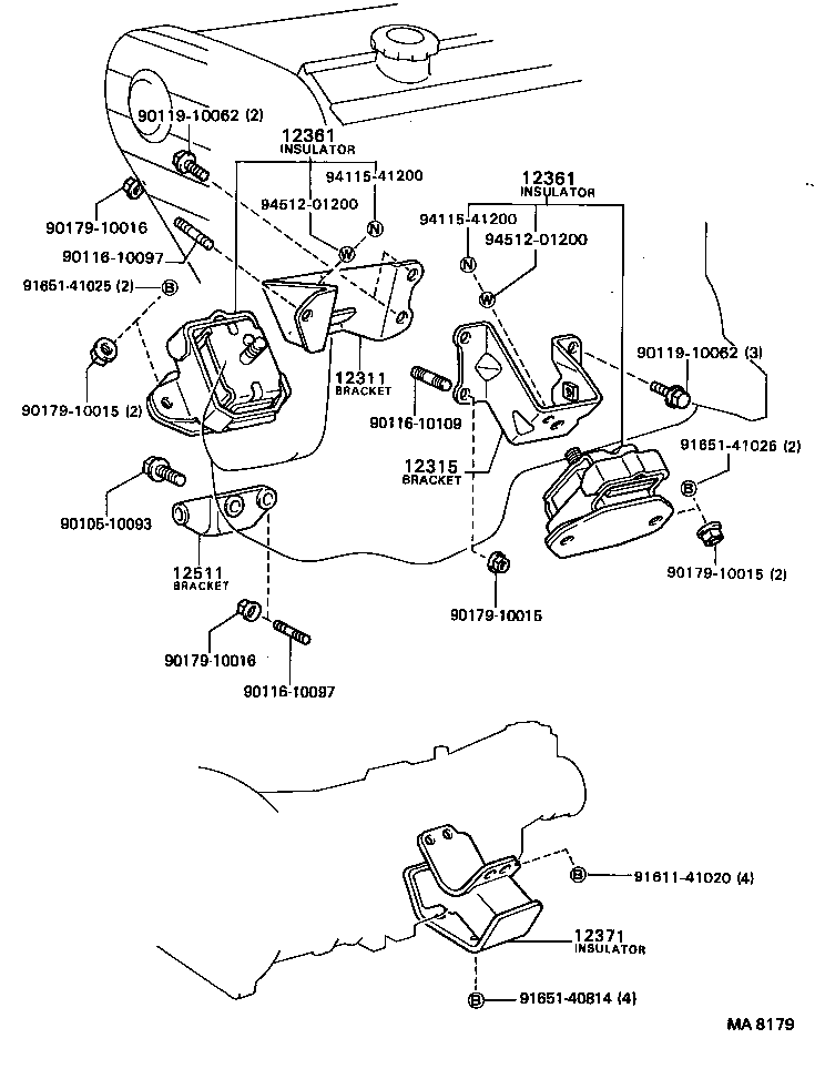 12315-70011 BRACKET, ENGINE MOUNTING, FRONT NO.1 LH product image