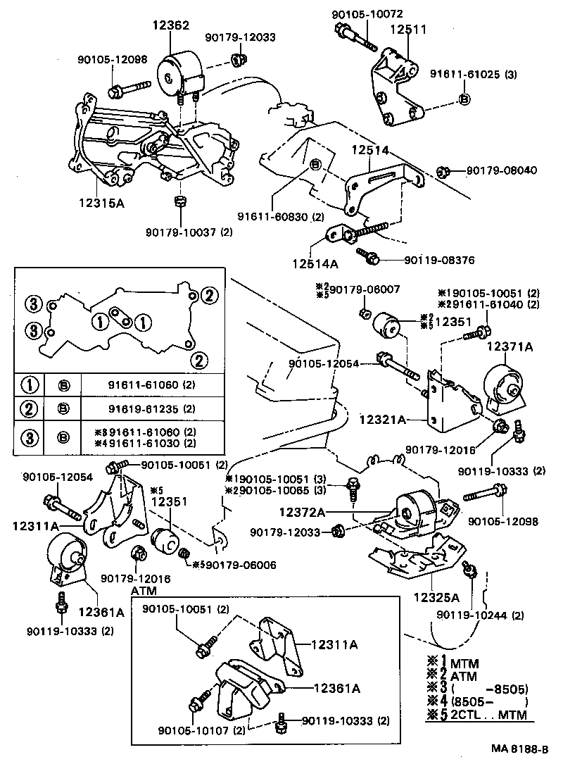 12361-64090 INSULATOR, ENGINE MOUNTING, FRONT(FOR TRANSVERSE ENGINE) product image
