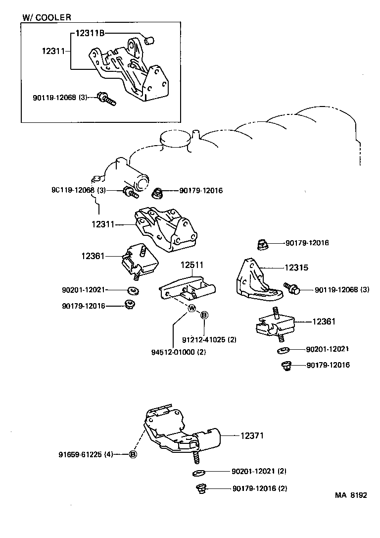 12311-68030 BRACKET, ENGINE MOUNTING, FRONT NO.1 RH product image