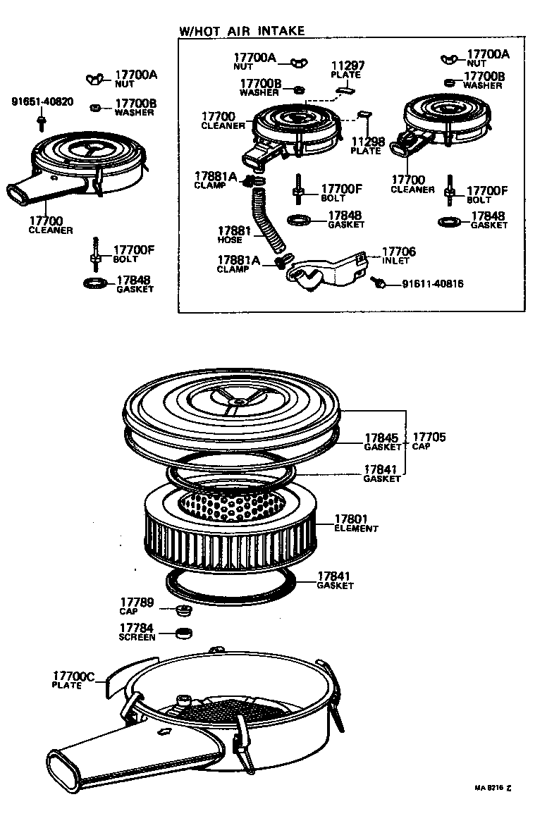 Toyota 17700-38020 CLEANER ASSY, AIR