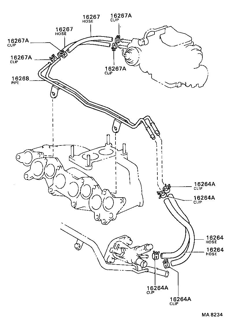 16264-74020 HOSE, WATER BY-PASS, NO.2 product image