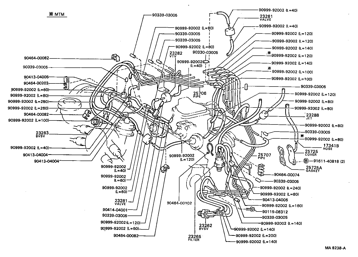 25706-16121 PIPE SUB-ASSY, VACUUM TRANSMITTING, NO.1 product image