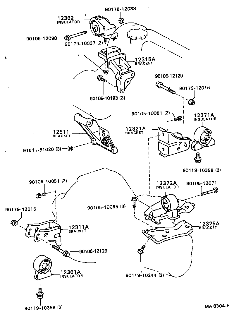 12361-63070 INSULATOR, ENGINE MOUNTING, FRONT(FOR TRANSVERSE ENGINE) product image
