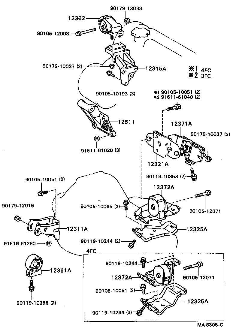 12361-63070 INSULATOR, ENGINE MOUNTING, FRONT(FOR TRANSVERSE ENGINE) product image
