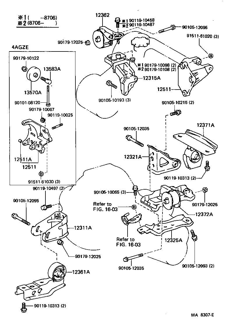 Toyota 12325-16050 BRACKET, ENGINE MOUNTING, LH(FOR TRANSVERSE ENGINE)
