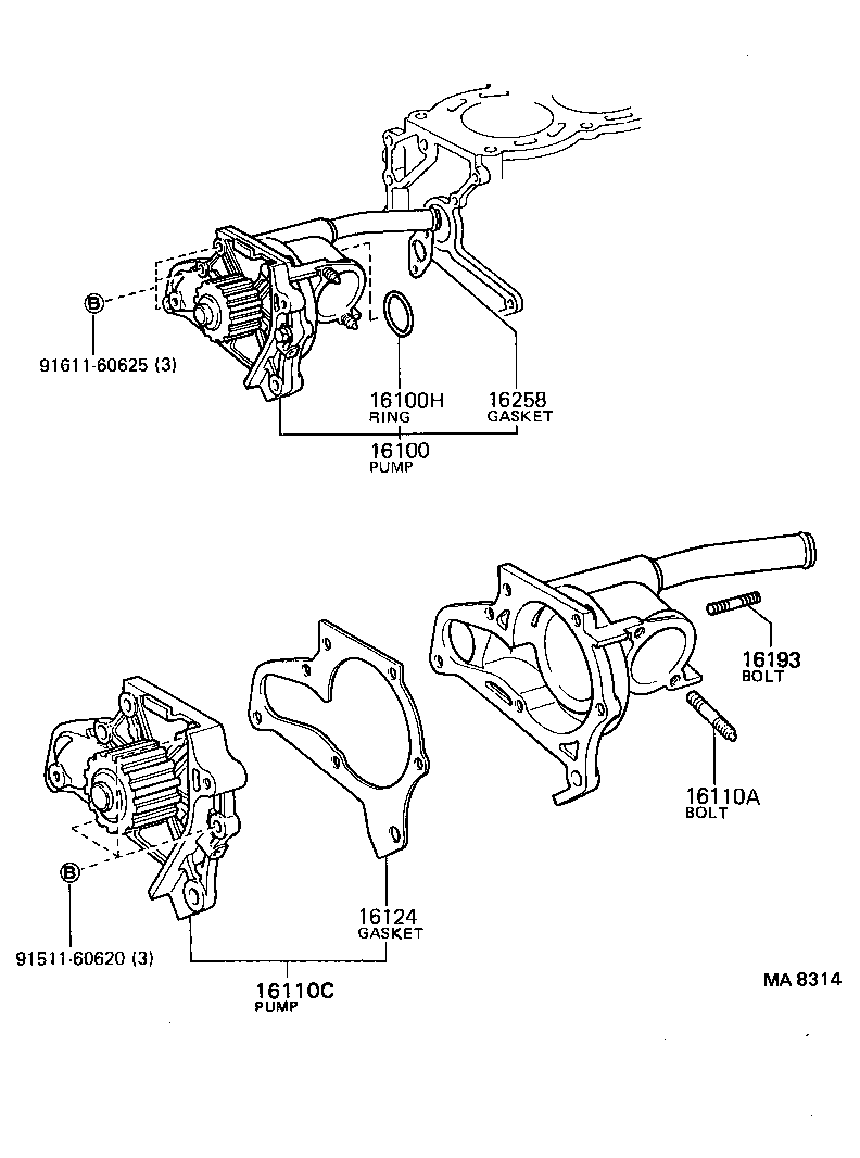 16100-79045 PUMP ASSY, ENGINE WATER product image