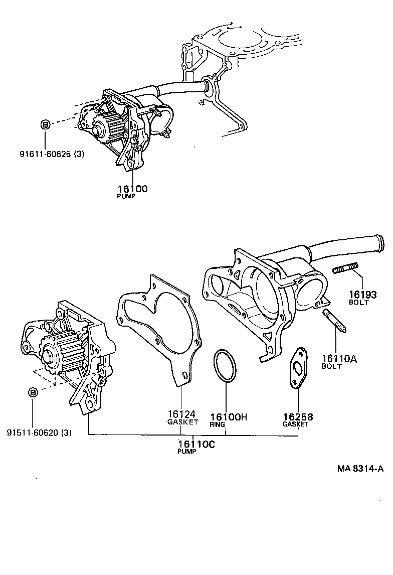 16100-79085 PUMP ASSY, ENGINE WATER product image