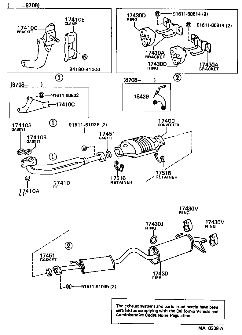 17401-73010 PIPE ASSY, EXHAUST, FRONT product image
