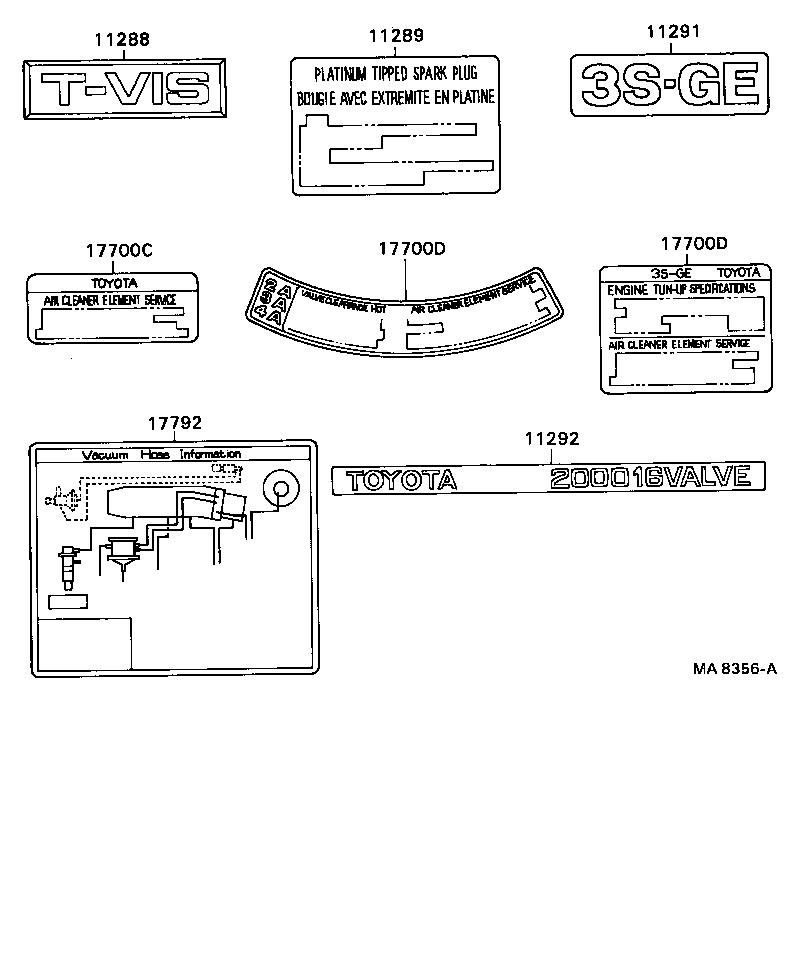 11298-74200 PLATE, ENGINE CAUTION product image