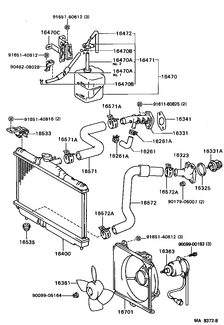 Toyota 16261-63010 HOSE, WATER BY-PASS