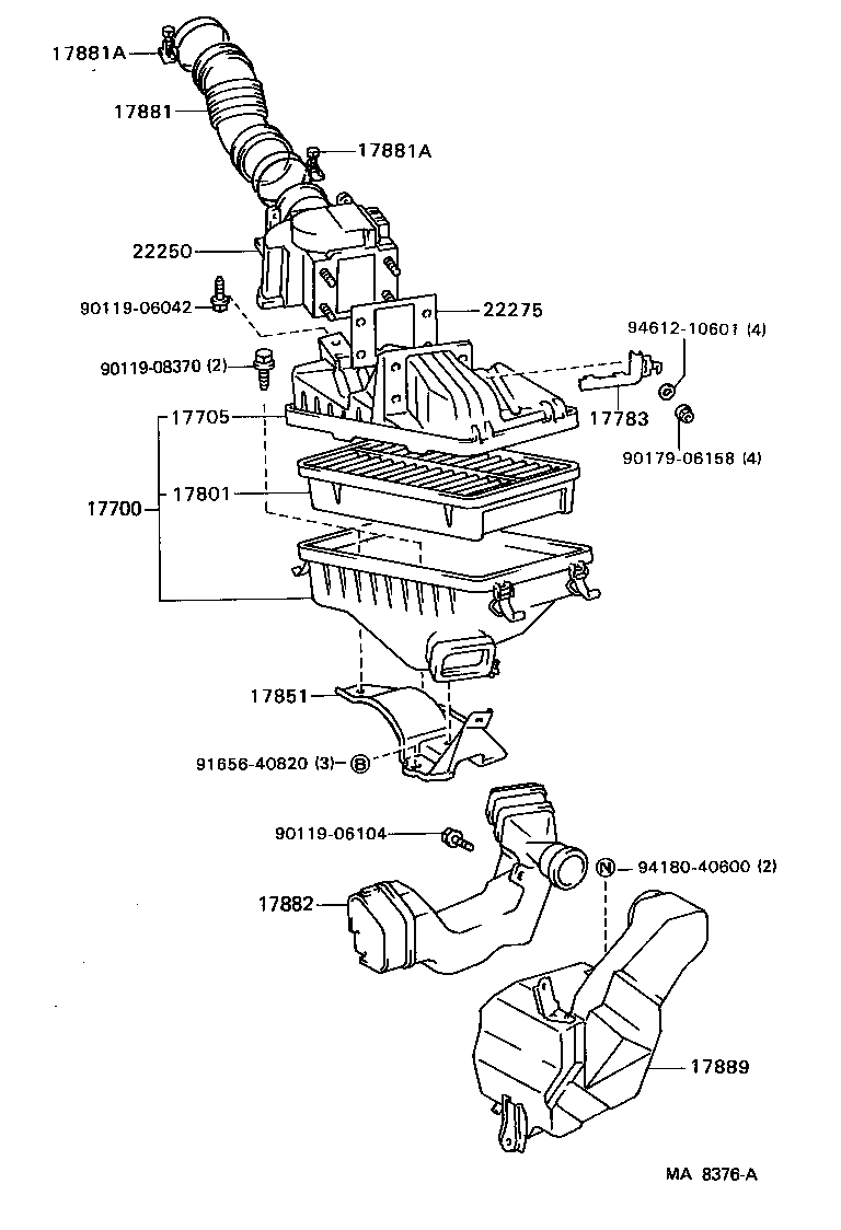 Toyota 17700-74130 CLEANER ASSY, AIR