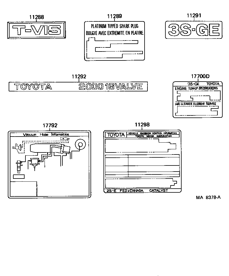Toyota 11293-74070 PLATE, ENGINE CAUTION