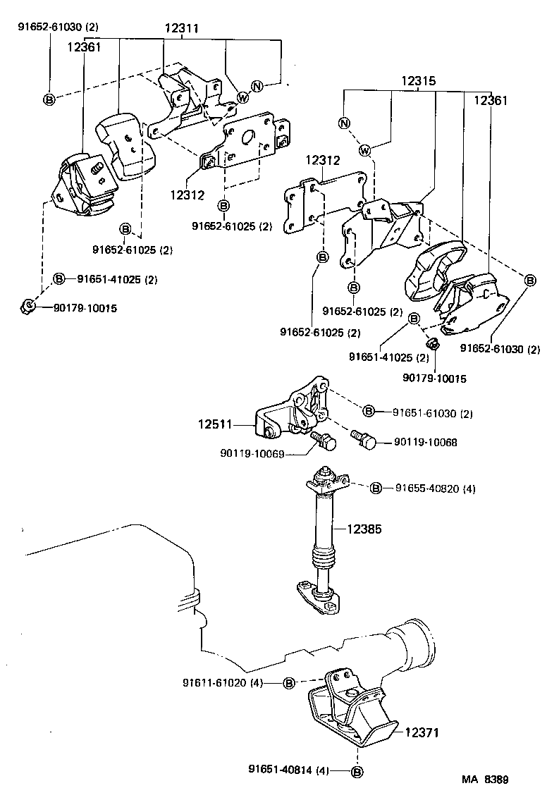 12308-34020 ABSORBER, ENGINE MOUNTING, NO.1 product image