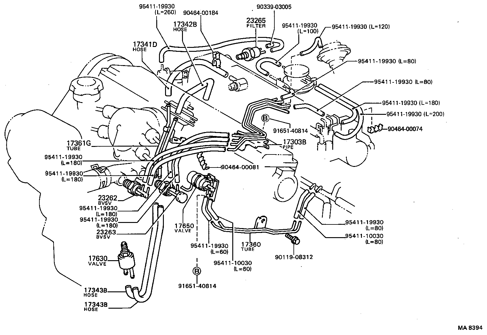 17343-63010 HOSE, NO.1(FOR AIR INJECTION SYSTEM) product image