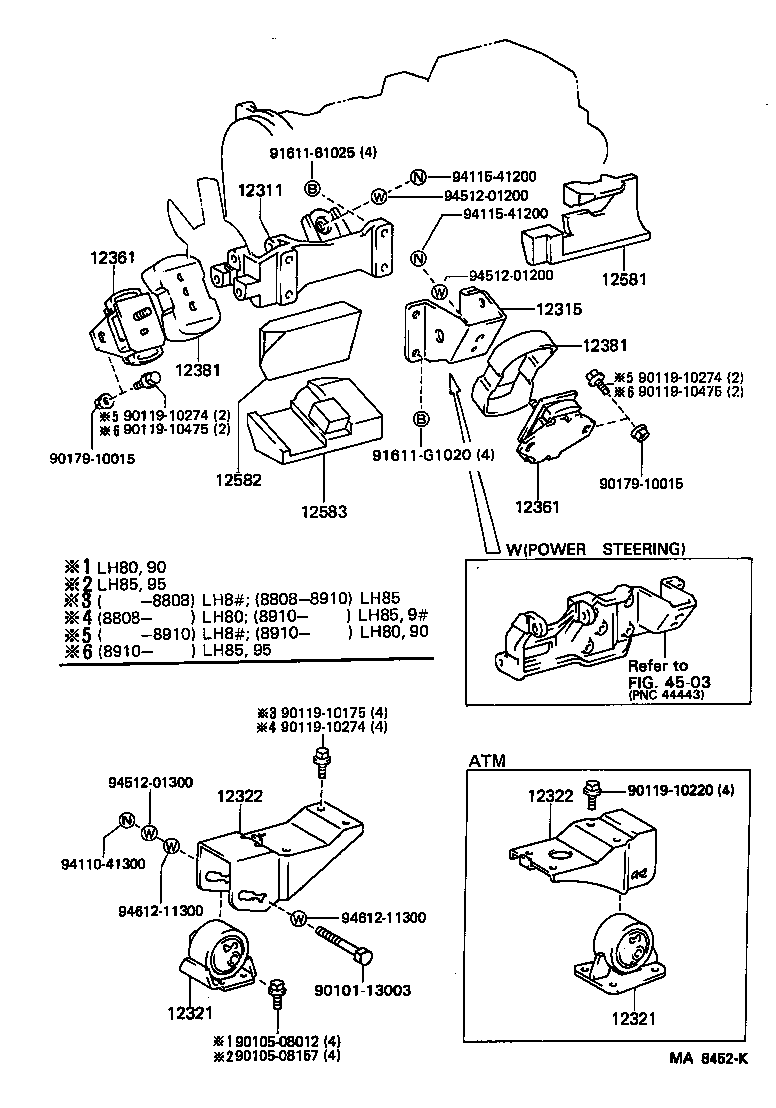 12311-54170 BRACKET, ENGINE MOUNTING, FRONT NO.1 RH product image