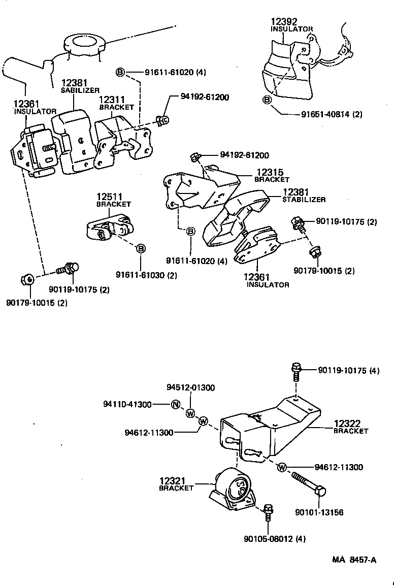 12303-54020 BRACKET, ENGINE MOUNTING, REAR, NO.1 product image