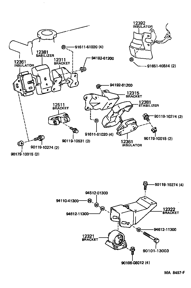 12311-54170 BRACKET, ENGINE MOUNTING, FRONT NO.1 RH product image