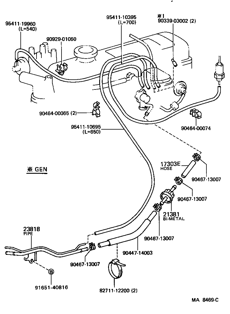 23818-71020 PIPE, FUEL VAPOR FEED product image